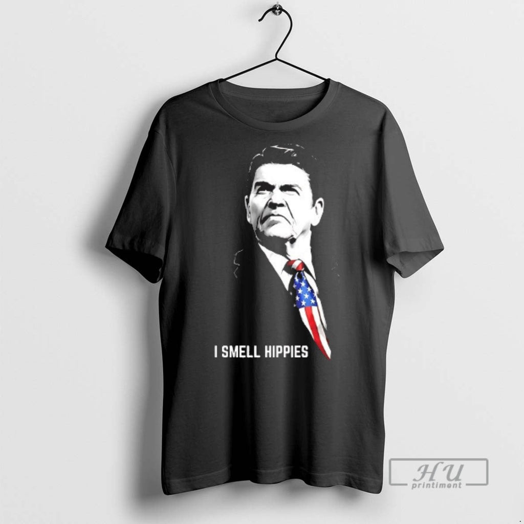Trending Ronald Reagan I Smell Hippies - Adult & Kids T-Shirts, Sweatshirts & Hoodies apparel design preview 1