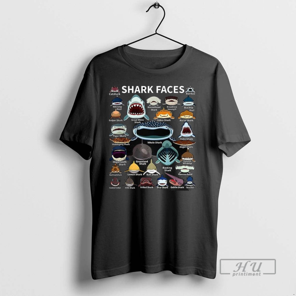 Trending Shark Faces Type Of - Adult & Kids T-Shirts, Sweatshirts & Hoodies apparel design preview 1