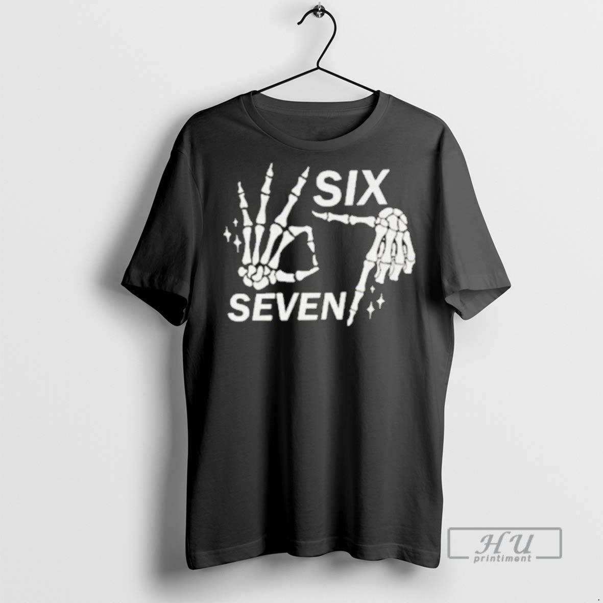 Trending Six Seven 6 7 Skeleton Hands Halloween Bones - Adult & Kids T-Shirts, Sweatshirts & Hoodies apparel design preview 1