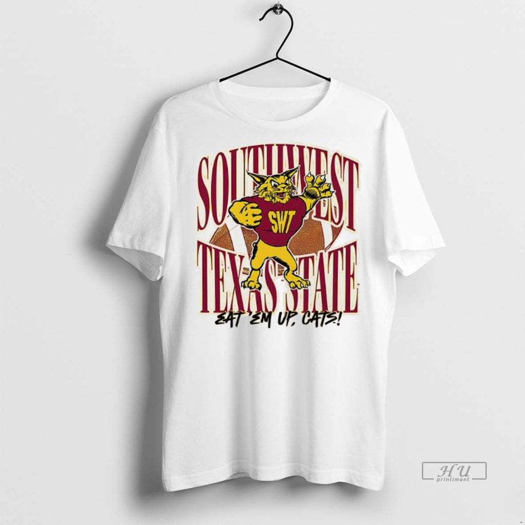Trending Southwest Texas State 1990s Eat Em Up Cats - Adult & Kids T-Shirts, Sweatshirts & Hoodies apparel design preview 1
