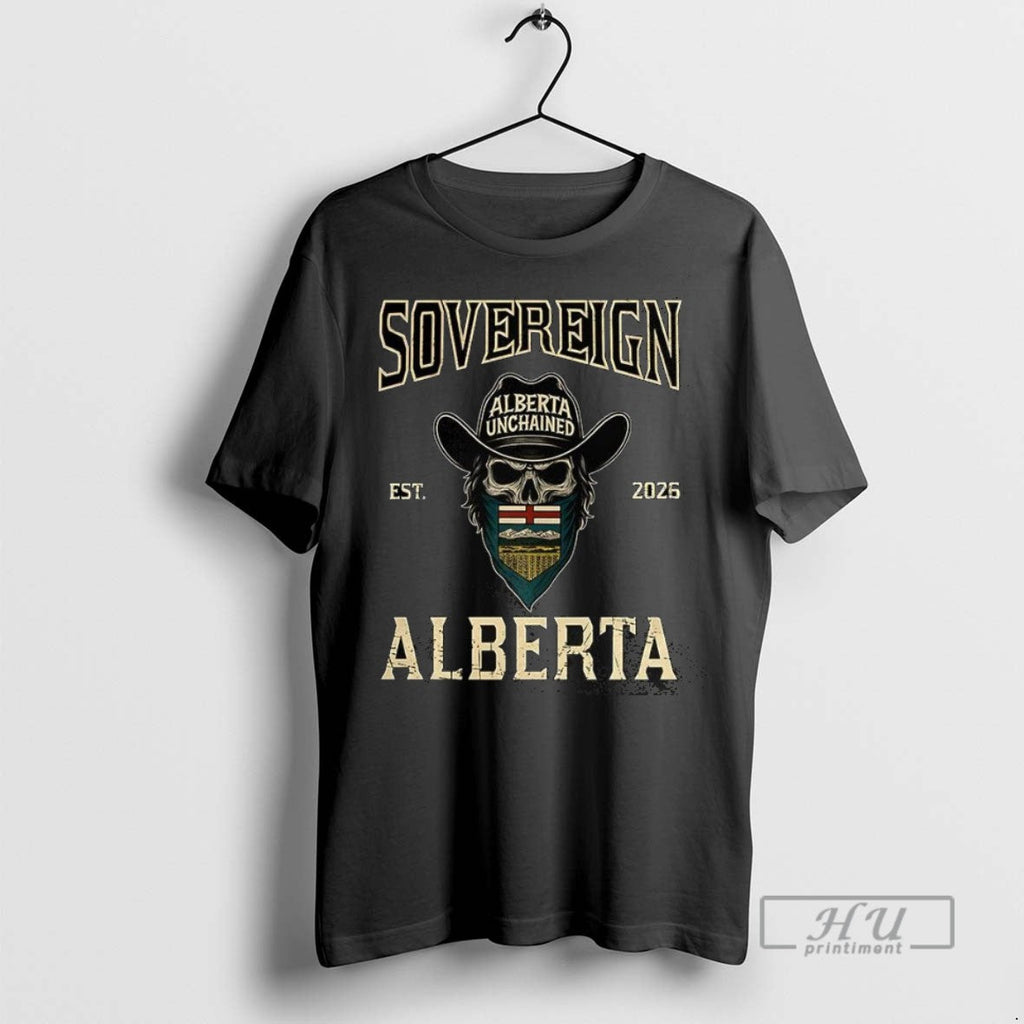 Trending Sovereign Alberta Unchained Est 2026 Skull - Adult & Kids T-Shirts, Sweatshirts & Hoodies apparel design preview 1