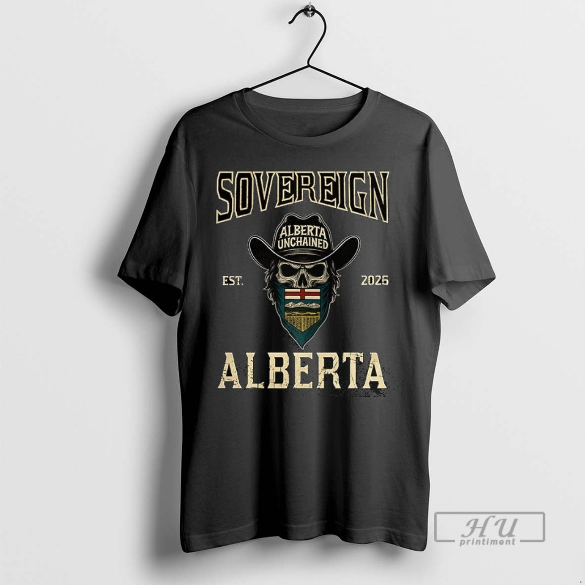 Trending Sovereign Alberta Unchained Est 2026 Skull - Adult & Kids T-Shirts, Sweatshirts & Hoodies apparel design preview 1