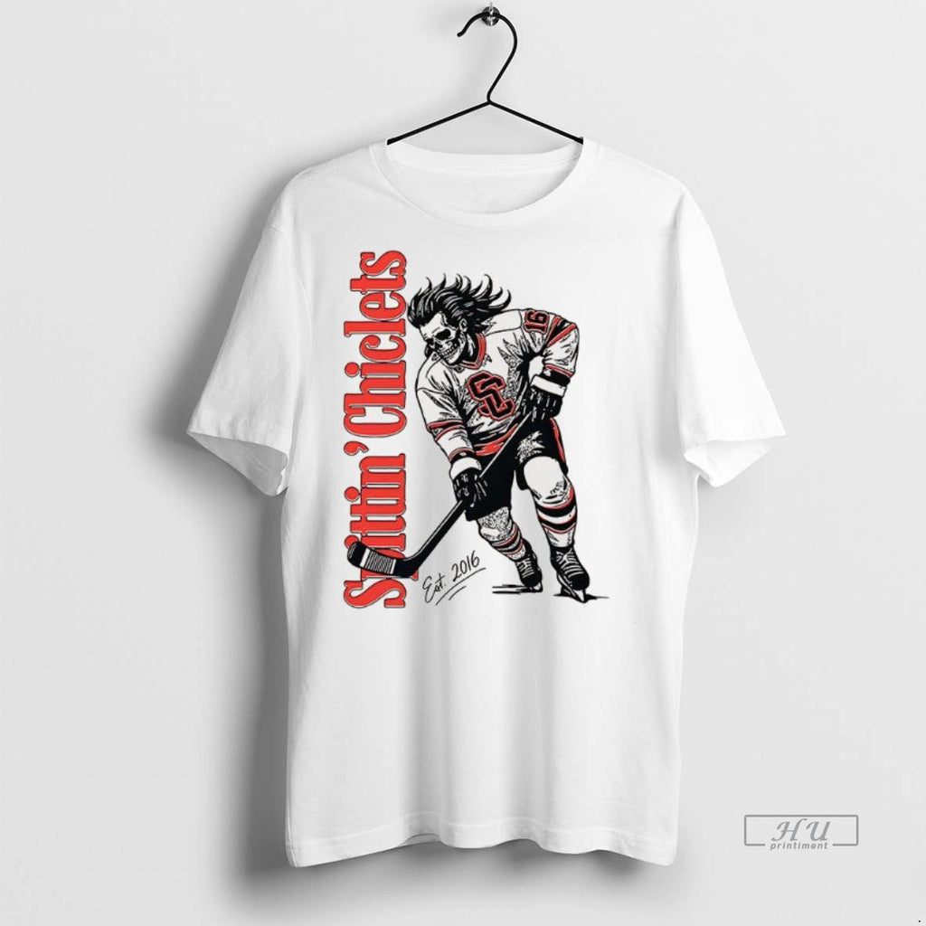Trending Spittin Chiclets Skeleton Hockey Est 2016 - Adult & Kids T-Shirts, Sweatshirts & Hoodies apparel design preview 1