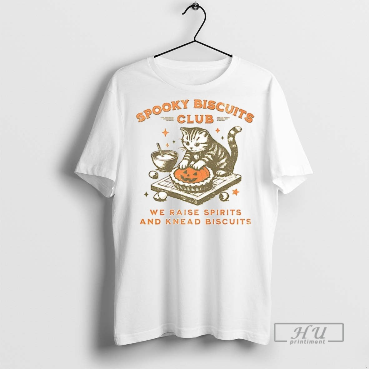 Trending Spooky Cat We Raise Spirits And Knead - Adult & Kids T-Shirts, Sweatshirts & Hoodies apparel design preview 1