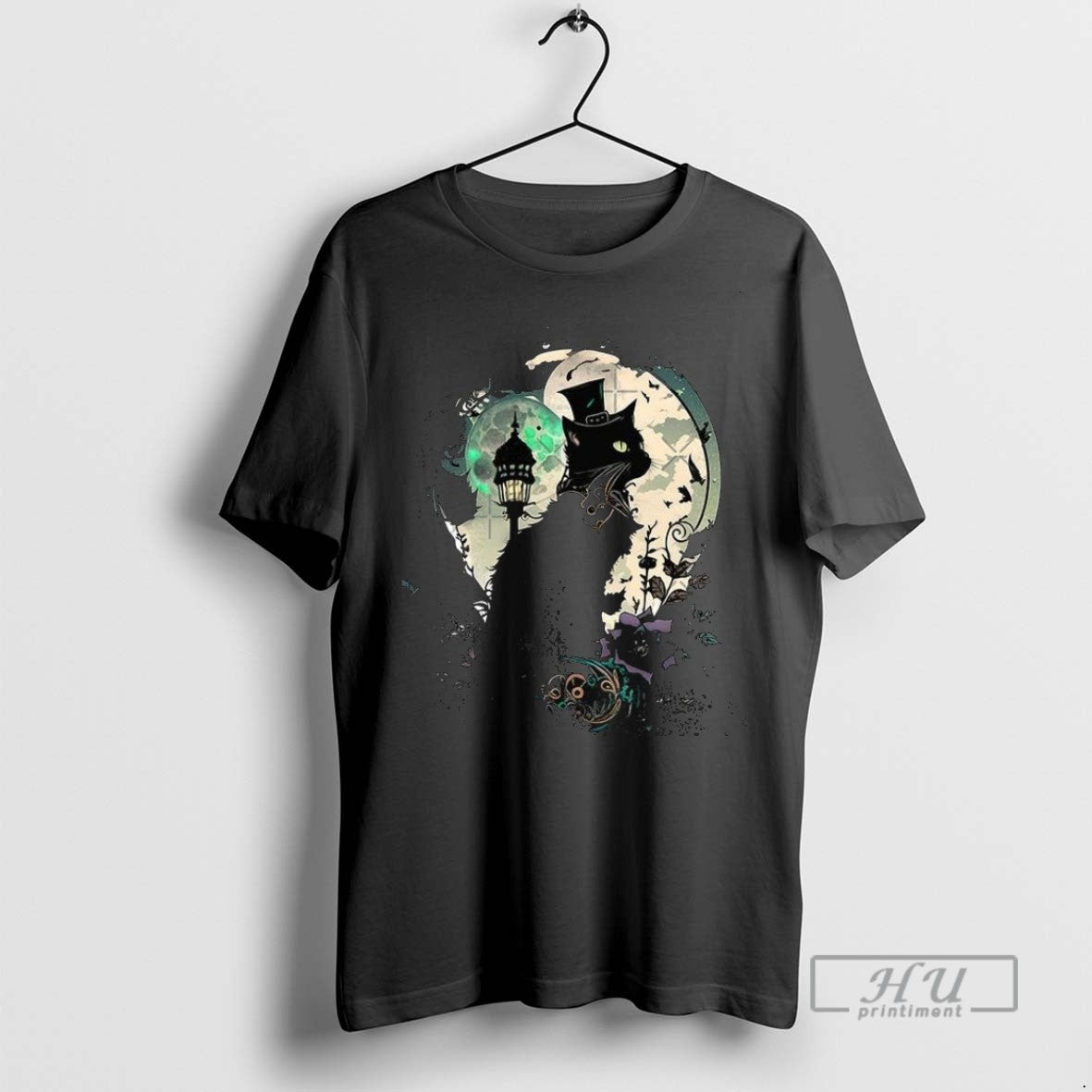 Trending Steampunk Black Cat Wearing A Top Hat Under - Adult & Kids T-Shirts, Sweatshirts & Hoodies apparel design preview 1