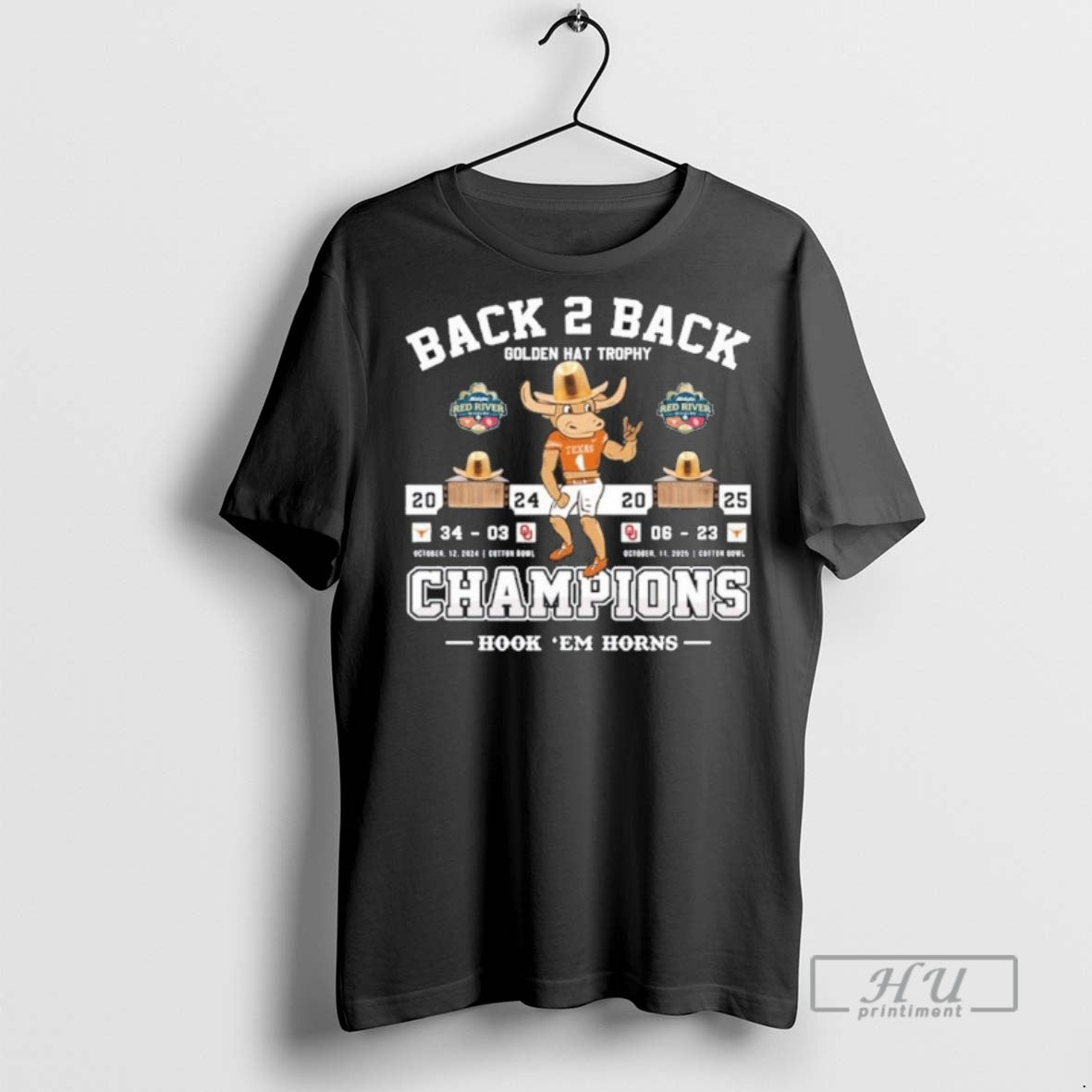 Trending Texas Longhorns Back 2 Golden Hat Trophy - Adult & Kids T-Shirts, Sweatshirts & Hoodies apparel design preview 1