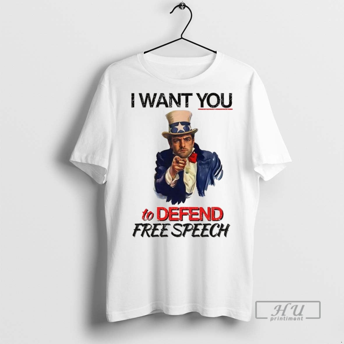 Trending Uncle Sam I Want You To Defend Free Speech - Adult & Kids T-Shirts, Sweatshirts & Hoodies apparel design preview 1