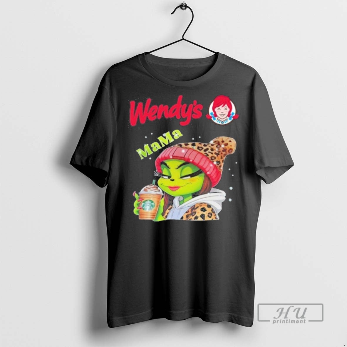 Trending Wendys Logo Mama Grinch Drink Coffee - Adult & Kids T-Shirts, Sweatshirts & Hoodies apparel design preview 1