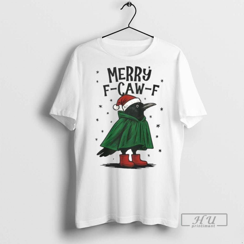 Trending Merry F Caw Christmas Graphic - Adult & Kids T-Shirts, Sweatshirts & Hoodies apparel design preview 1