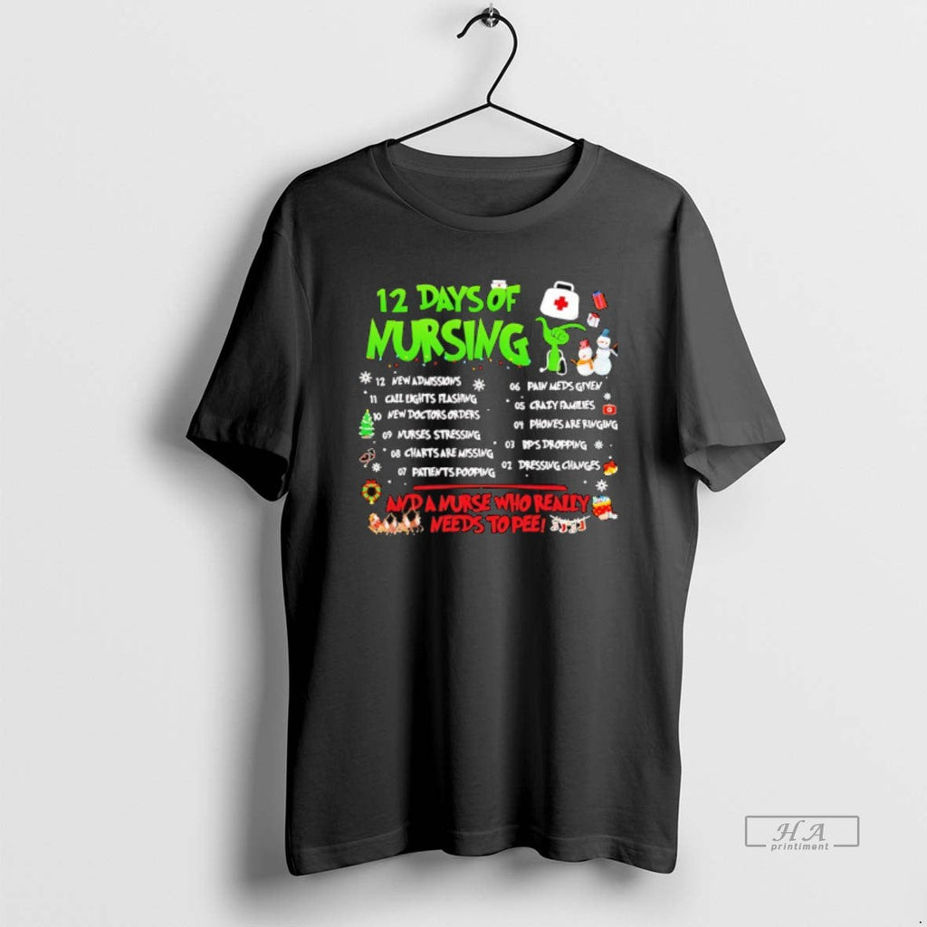 Trendy 12 Days Of Nursing Xmas And A Nurse Who Really - Adult & Kids T-Shirts, Sweatshirts & Hoodies apparel design preview 1