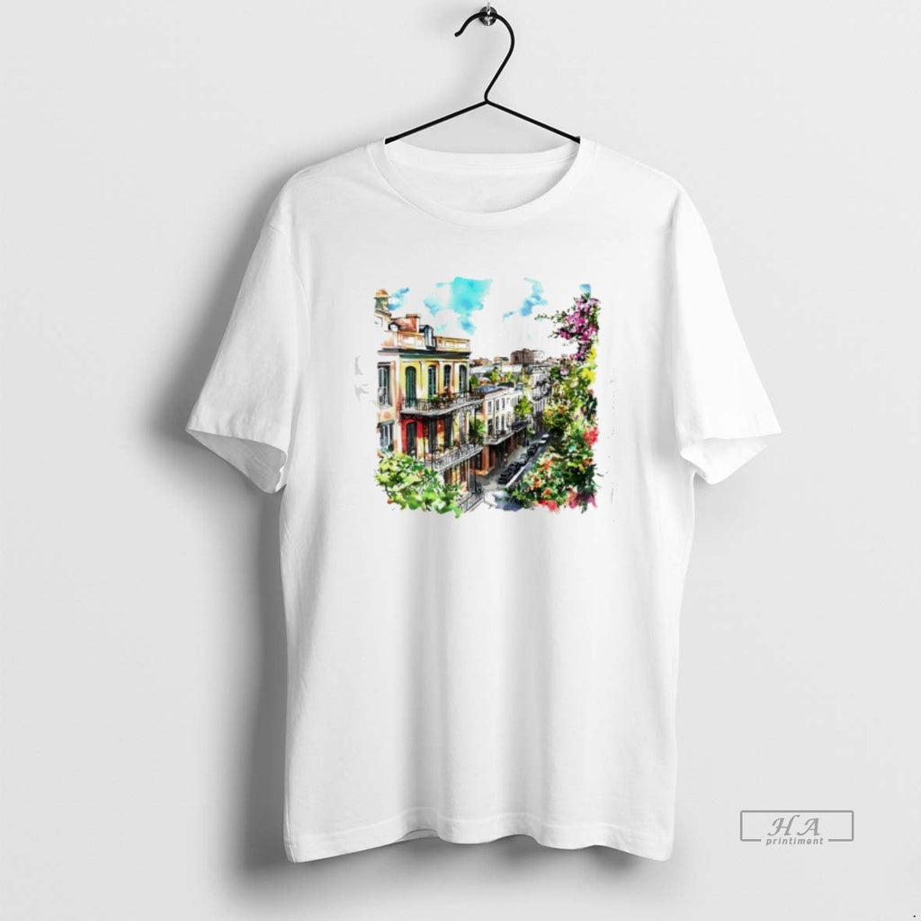 Trendy A Colorful Street View Of New Orleans - Adult & Kids T-Shirts, Sweatshirts & Hoodies apparel design preview 1