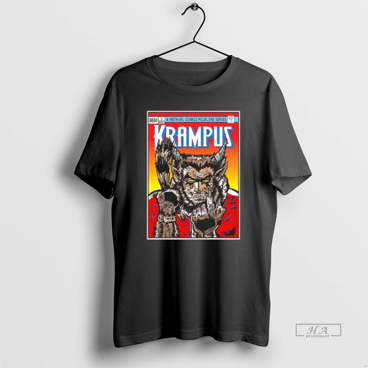 Trendy A Mothvel Comics Folklore Series Krampus - Adult & Kids T-Shirts, Sweatshirts & Hoodies apparel design preview 1