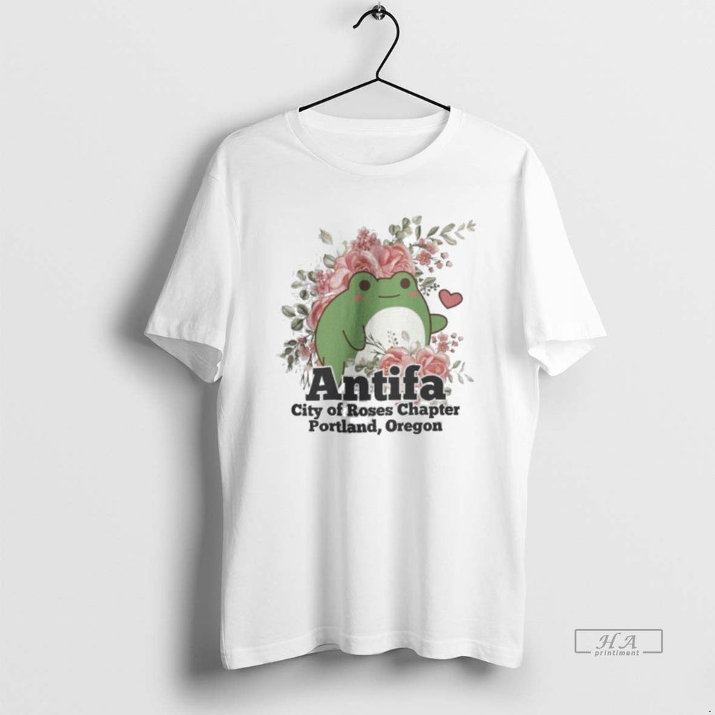 Trendy Antifa Frog City Of Roses Chapter Portland - Adult & Kids T-Shirts, Sweatshirts & Hoodies apparel design preview 1
