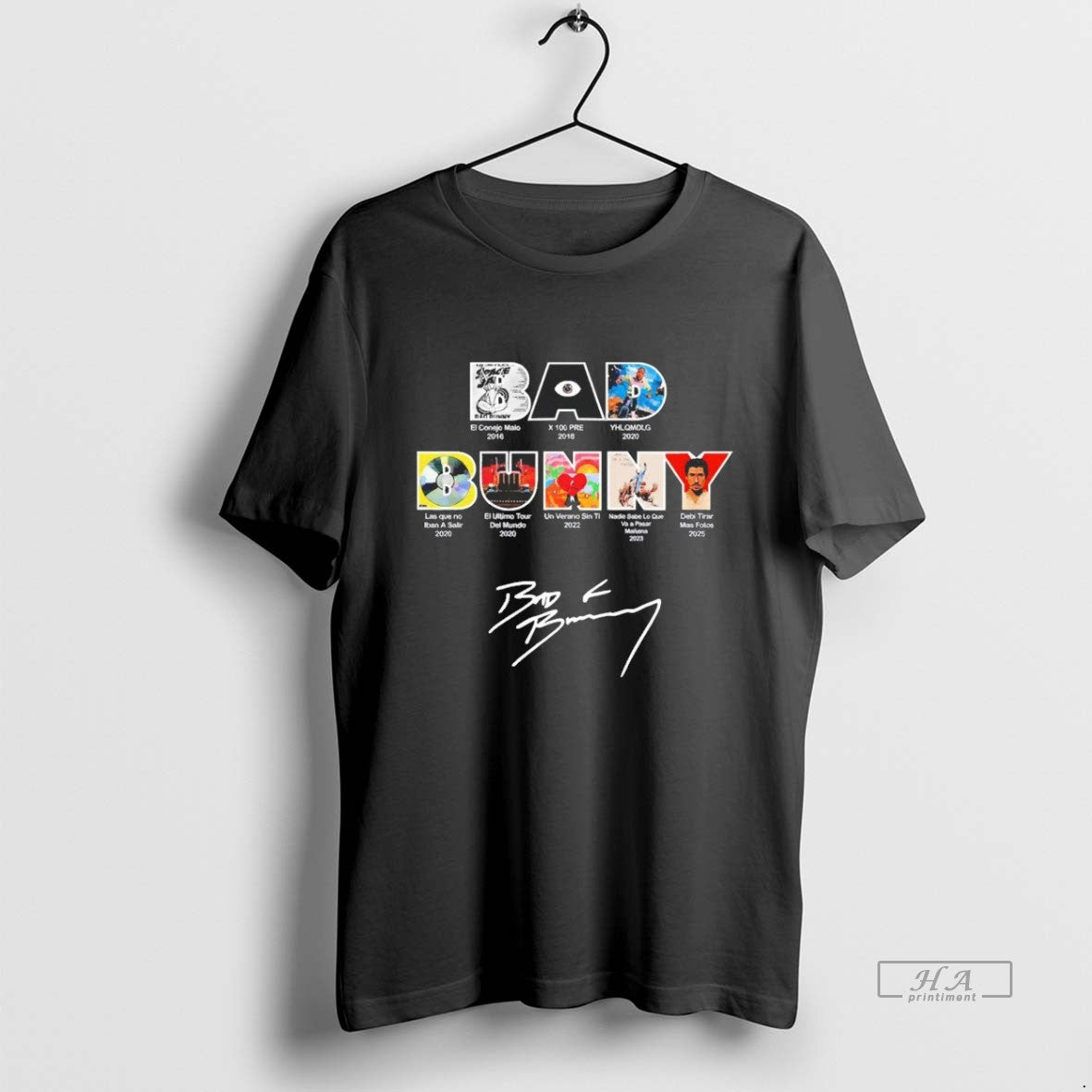 Trendy Bad Bunny Albums Signature Blackshirt - Adult & Kids T-Shirts, Sweatshirts & Hoodies apparel design preview 1
