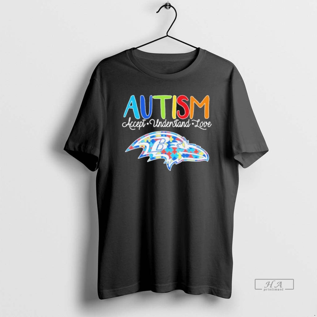 Trendy Baltimore Ravens Autism Accept Understand Love - Adult & Kids T-Shirts, Sweatshirts & Hoodies apparel design preview 1