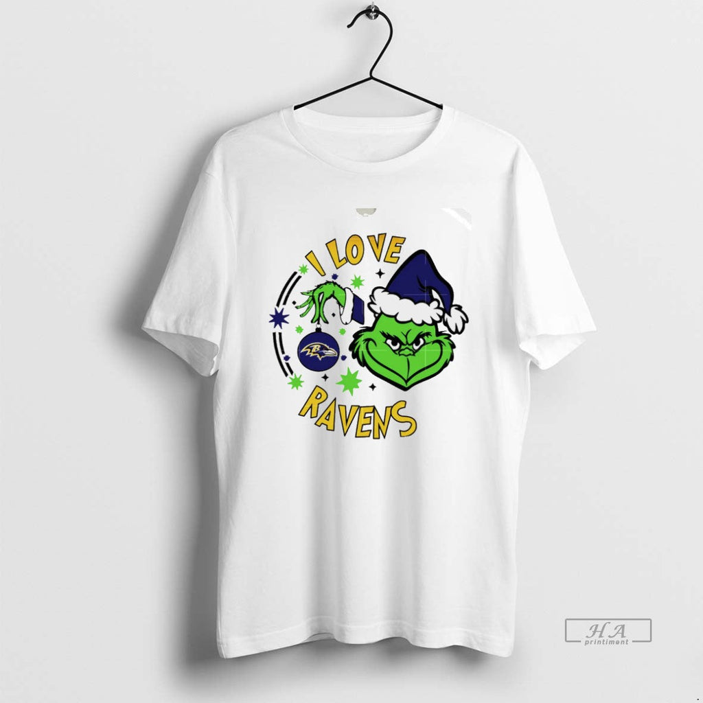 Trendy Baltimore Ravens X Santa Grinch I Love - Adult & Kids T-Shirts, Sweatshirts & Hoodies apparel design preview 1