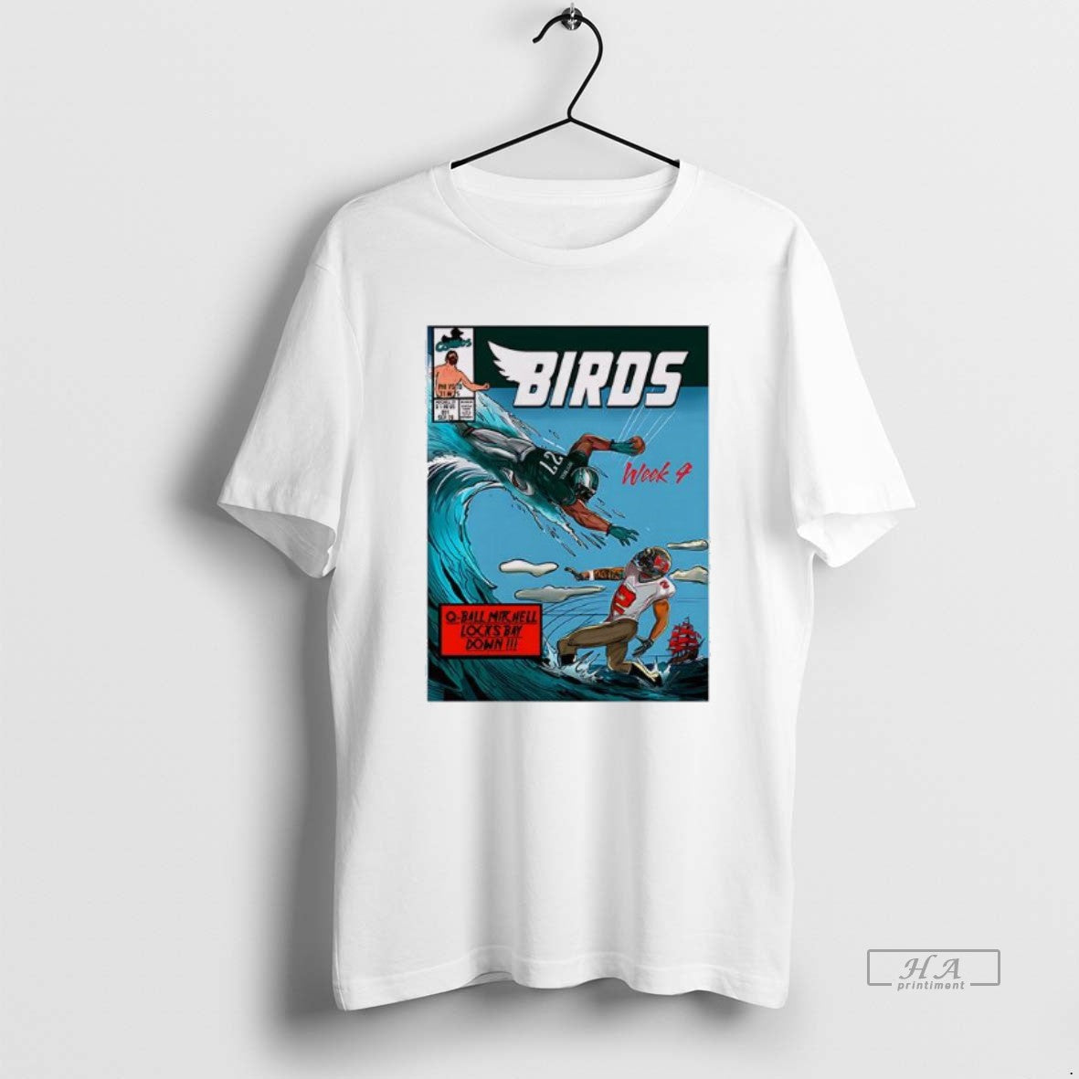 Trendy Birds Comic Surfs Up Victory - Adult & Kids T-Shirts, Sweatshirts & Hoodies apparel design preview 1