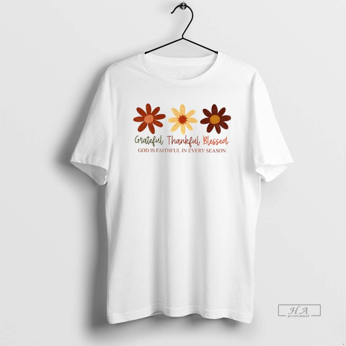 Trendy Boho Fall Floral Christian Grateful Thankful - Adult & Kids T-Shirts, Sweatshirts & Hoodies apparel design preview 1