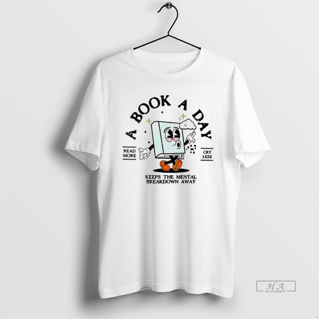 Trendy Bookish Mental Health Book A Day Retro Read - Adult & Kids T-Shirts, Sweatshirts & Hoodies apparel design preview 1