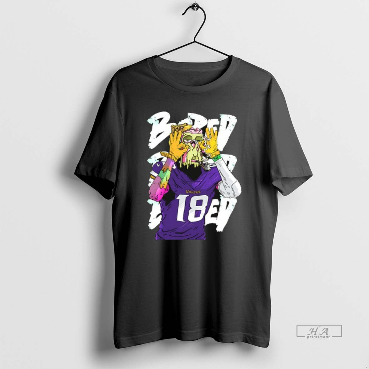 Trendy Bored Justin Jefferson Minnesota Vikings Style - Adult & Kids T-Shirts, Sweatshirts & Hoodies apparel design preview 1