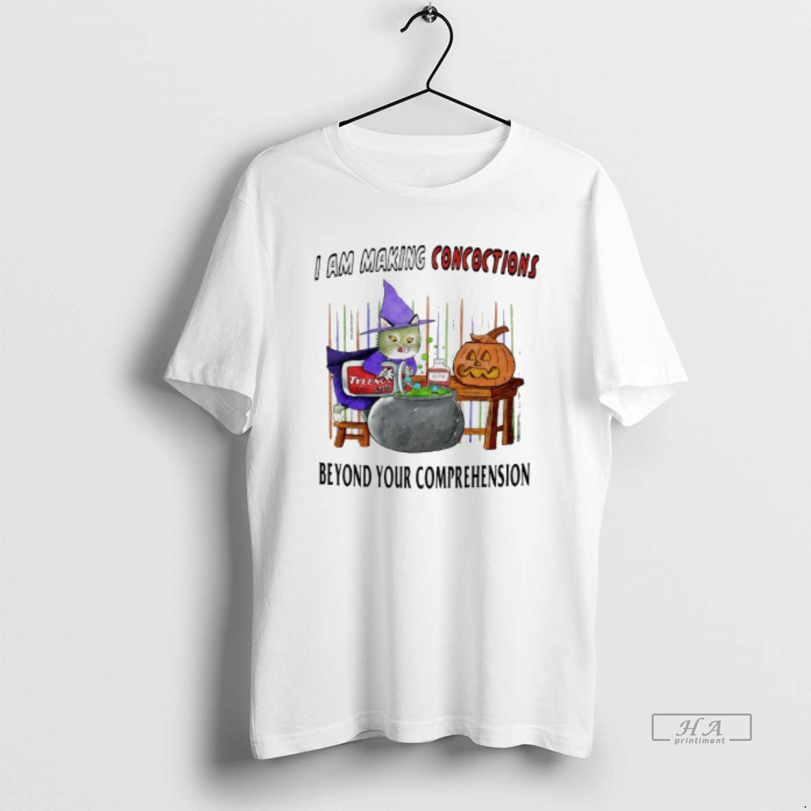 Trendy Cat Pumpkin Tylenol I Am Making Concoctions - Adult & Kids T-Shirts, Sweatshirts & Hoodies apparel design preview 1