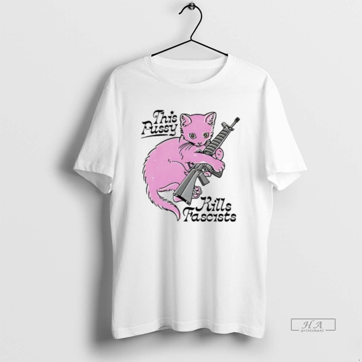 Trendy Cat Shotgun This Pussy Kills Fascists - Adult & Kids T-Shirts, Sweatshirts & Hoodies apparel design preview 1