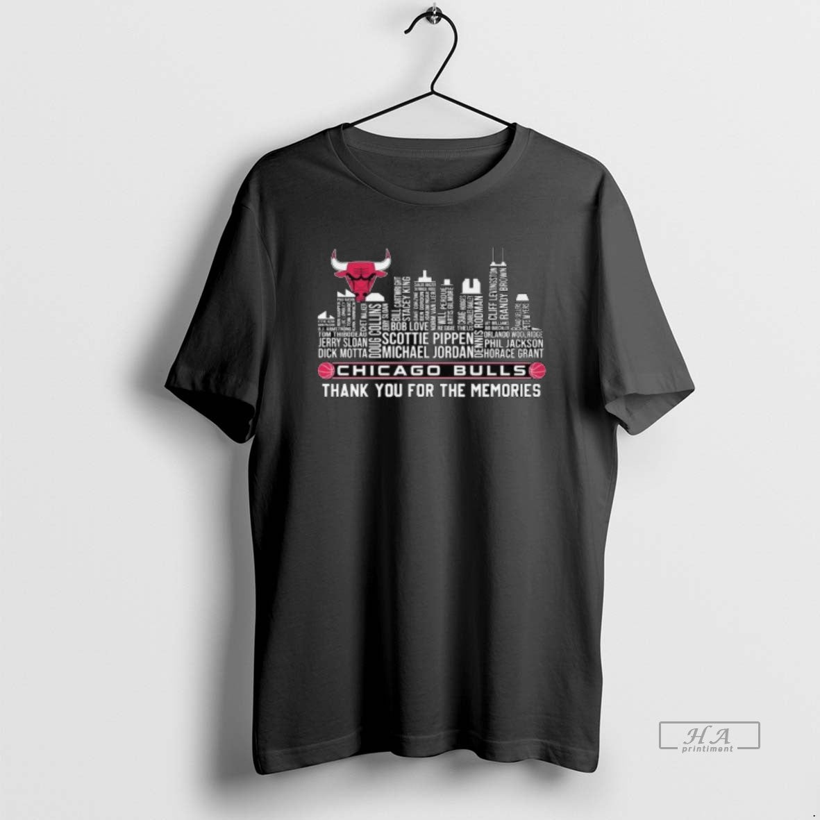 Trendy Chicago Bulls Skyline Names Thank You For The - Adult & Kids T-Shirts, Sweatshirts & Hoodies apparel design preview 1