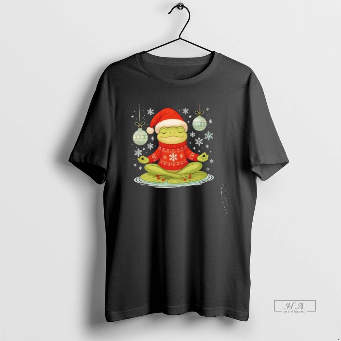 Trendy Christmas Meditation Frog - Adult & Kids T-Shirts, Sweatshirts & Hoodies apparel design preview 1