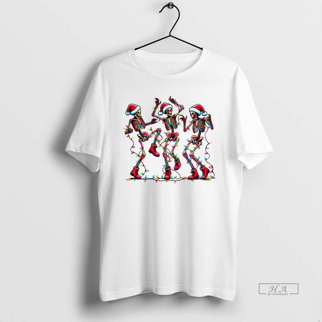 Trendy Dancing Skeleton Santa Hat Merry Christmas - Adult & Kids T-Shirts, Sweatshirts & Hoodies apparel design preview 1