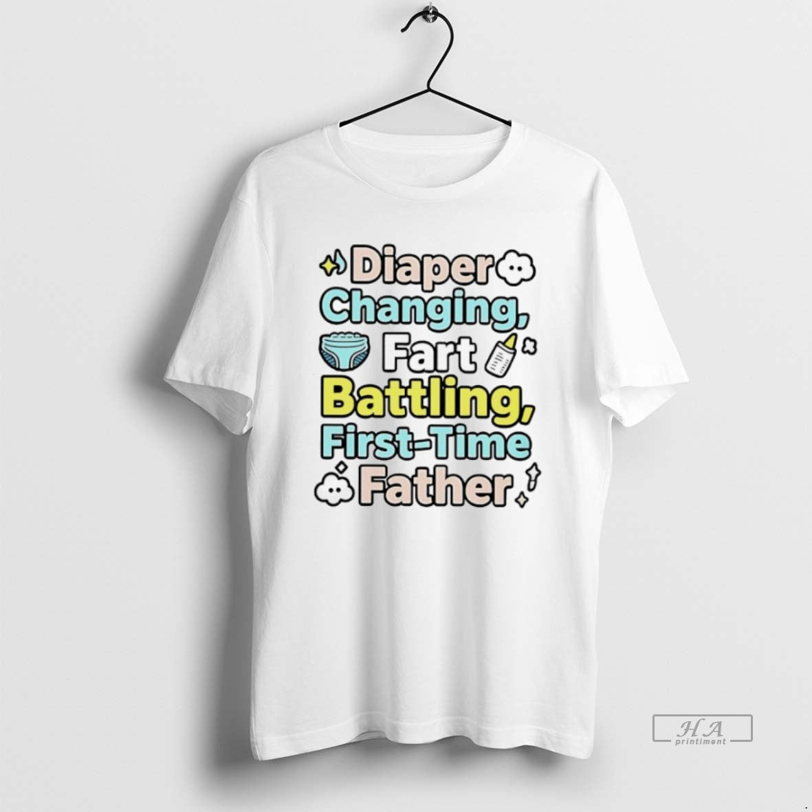 Trendy Diaper Changing Fart Battling First Time - Adult & Kids T-Shirts, Sweatshirts & Hoodies apparel design preview 1