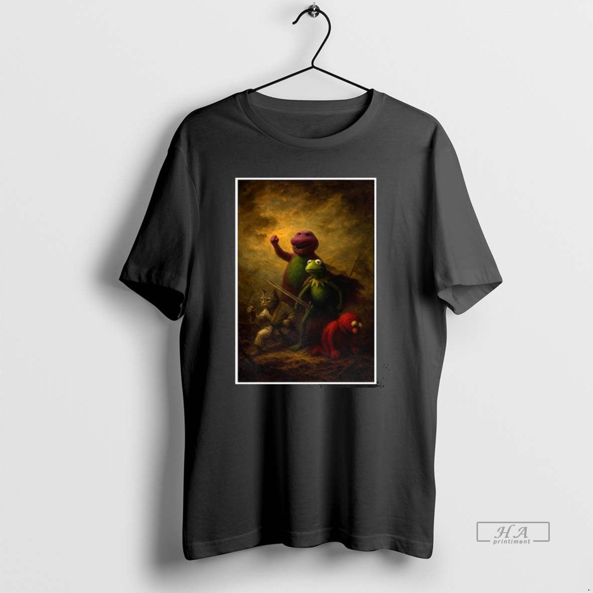 Trendy Elmo Kermit The Frog Barney And Cat - Adult & Kids T-Shirts, Sweatshirts & Hoodies apparel design preview 1