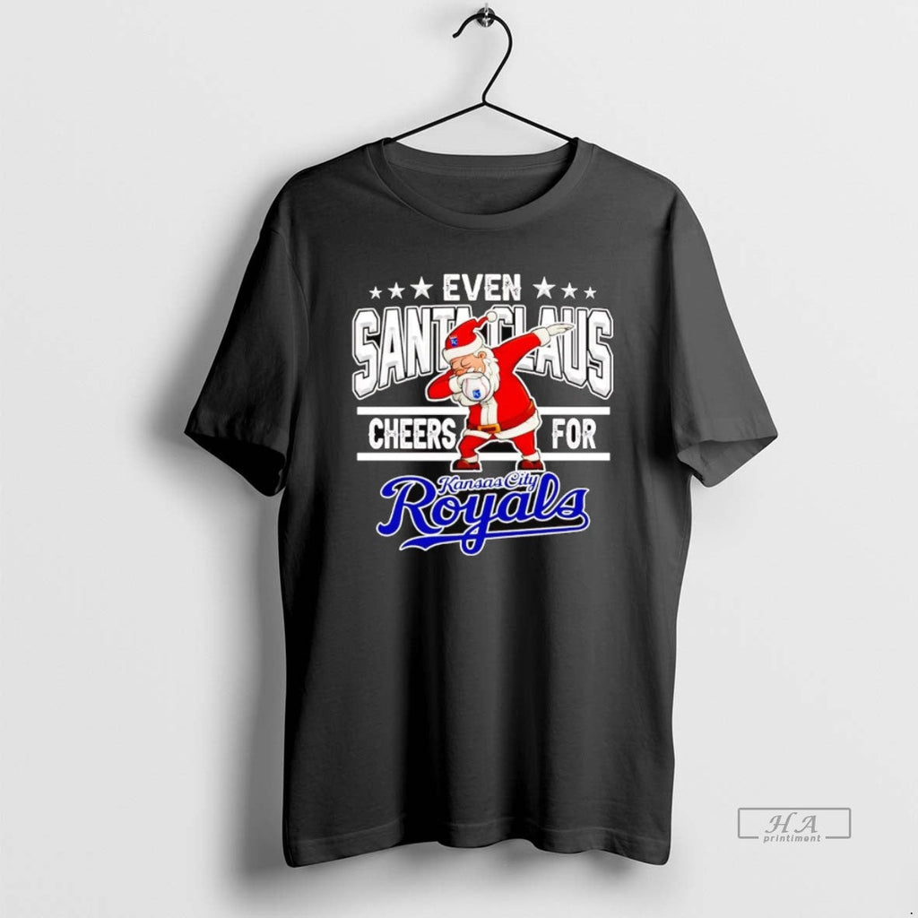Trendy Even Santa Claus Cheers For Kansas City Royals - Adult & Kids T-Shirts, Sweatshirts & Hoodies apparel design preview 1
