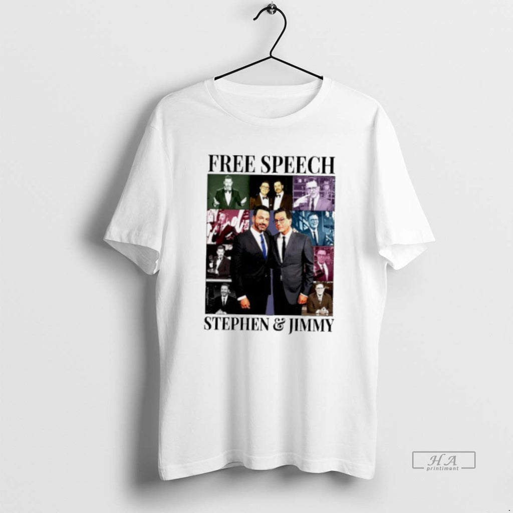 Trendy Free Speech Stephen Colbert And Jimmy Kimmel - Adult & Kids T-Shirts, Sweatshirts & Hoodies apparel design preview 1