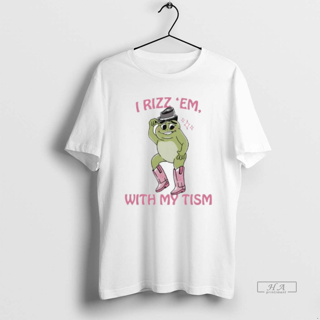 Trendy Frog Cute I Rizz Em With My Tism - Adult & Kids T-Shirts, Sweatshirts & Hoodies apparel design preview 1