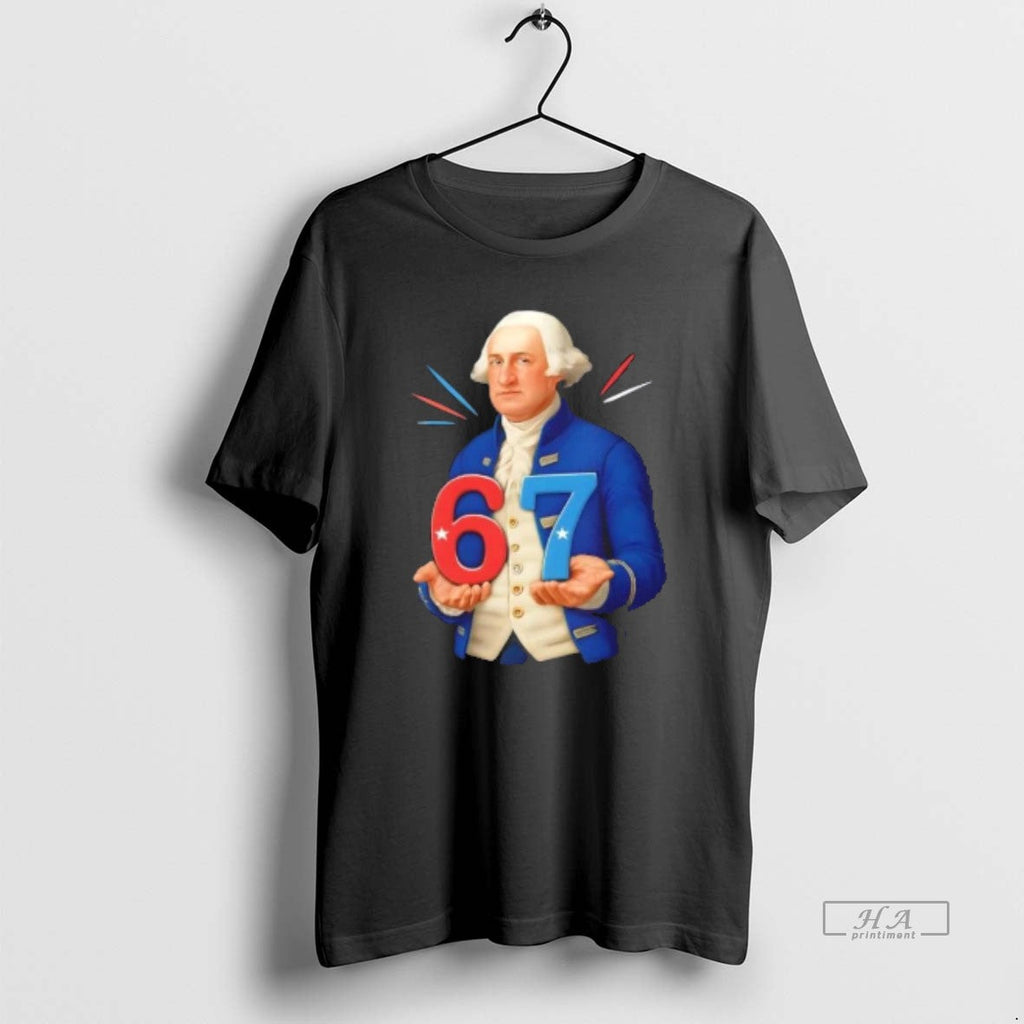 Trendy George Washington Holding 67 Patriotic Design - Adult & Kids T-Shirts, Sweatshirts & Hoodies apparel design preview 1