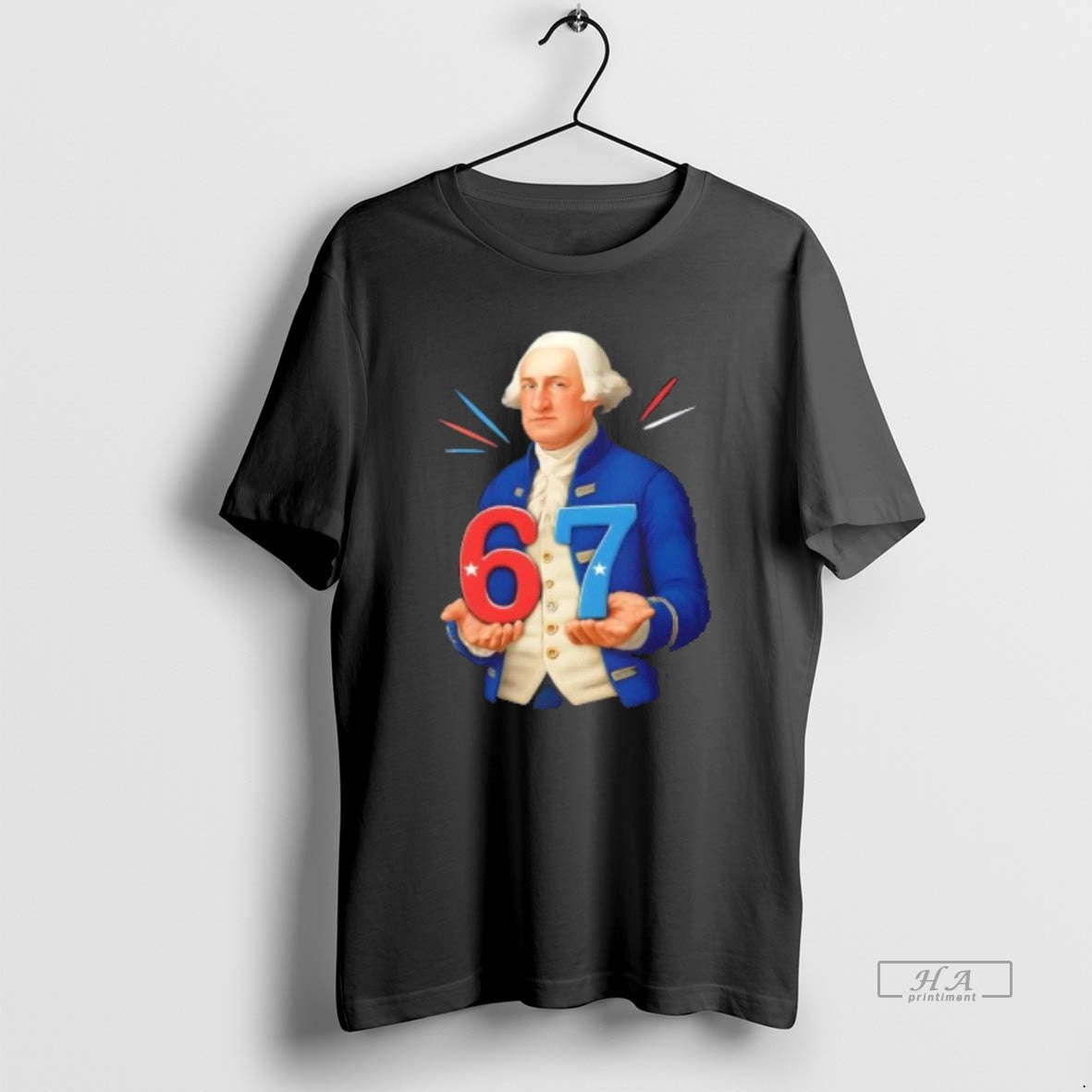Trendy George Washington Holding 67 Patriotic Design - Adult & Kids T-Shirts, Sweatshirts & Hoodies apparel design preview 1
