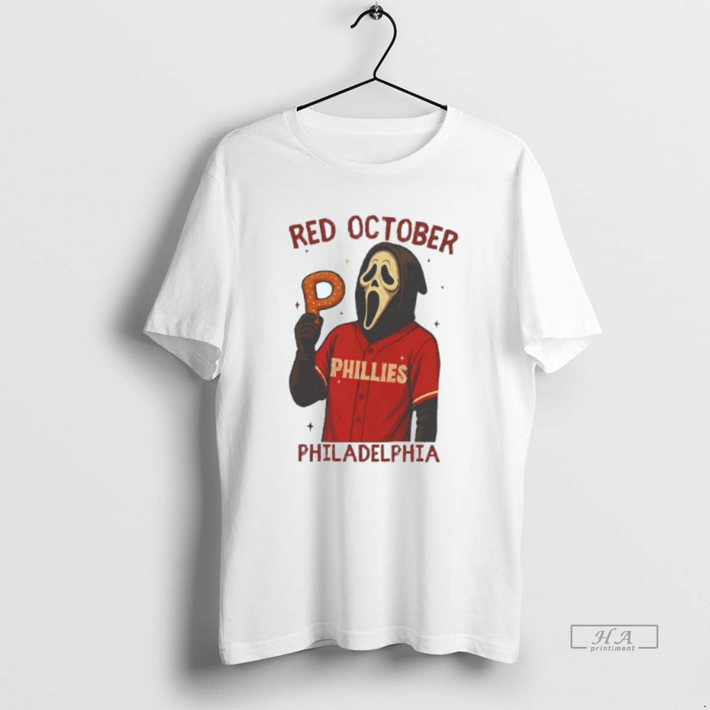 Trendy Ghost Face With P Donut Red October - Adult & Kids T-Shirts, Sweatshirts & Hoodies apparel design preview 1
