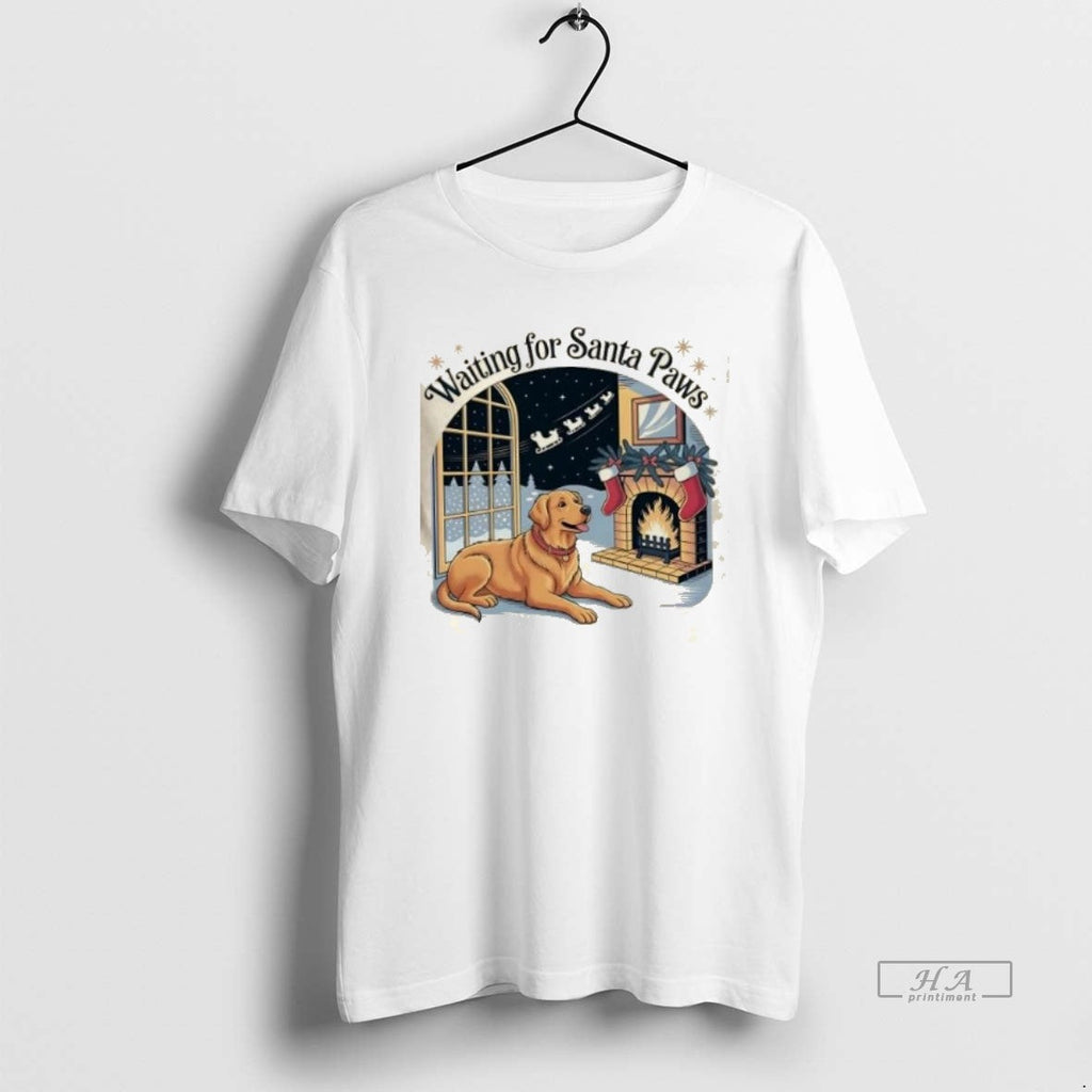 Trendy Golden Dog Retriever Santa Paws Christmas - Adult & Kids T-Shirts, Sweatshirts & Hoodies apparel design preview 1