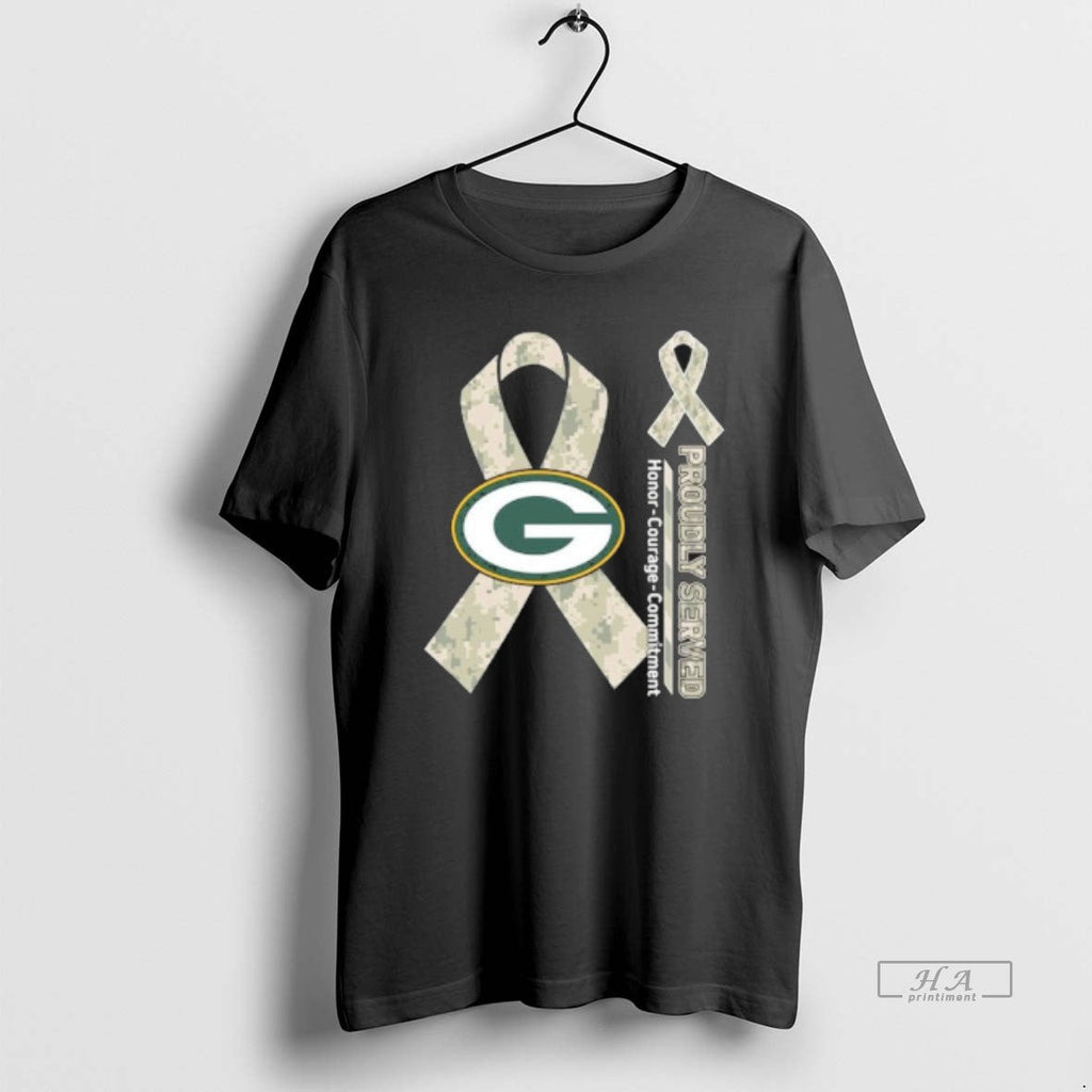 Trendy Green Bay Packers Proudly Served Honor Courage - Adult & Kids T-Shirts, Sweatshirts & Hoodies apparel design preview 1