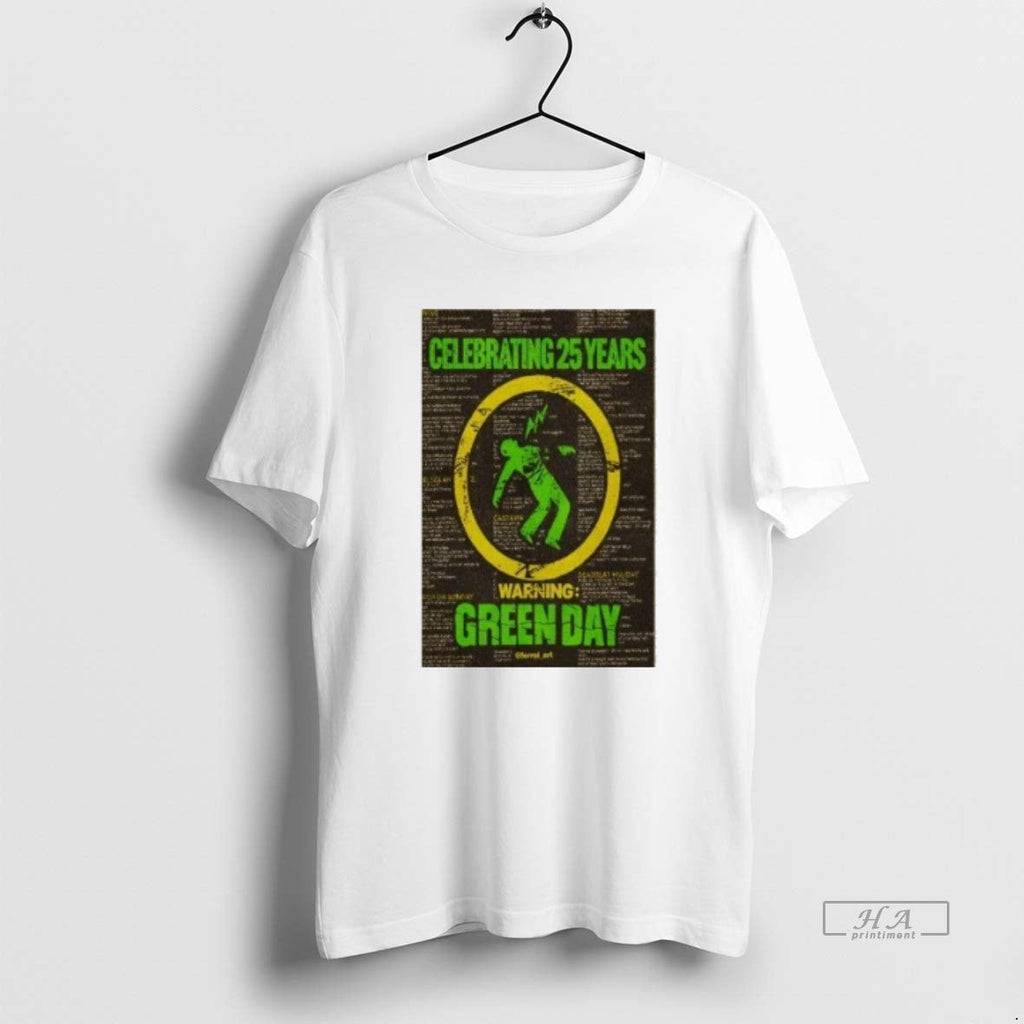 Trendy Green Day Warning Celebrating 25 Years - Adult & Kids T-Shirts, Sweatshirts & Hoodies apparel design preview 1