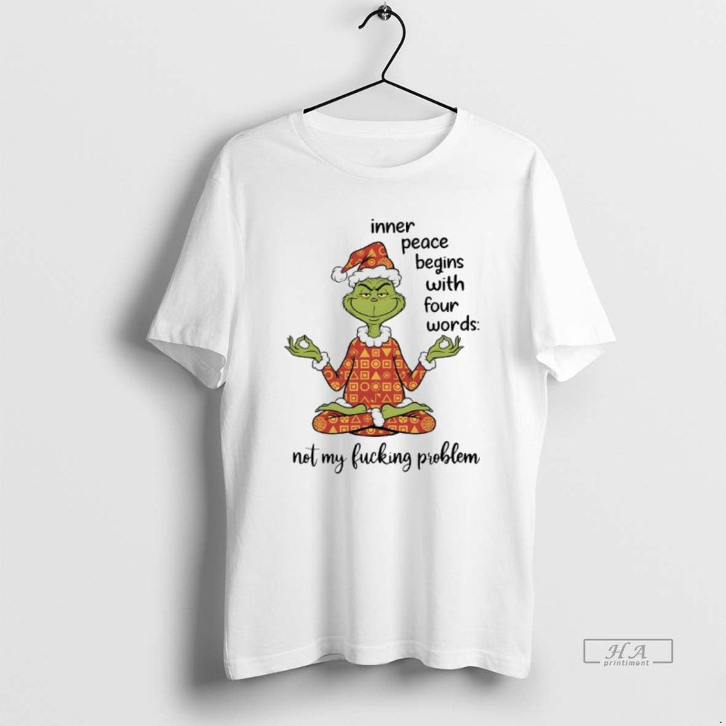 Trendy Grinch Christmas Yoga Inner Peace Begins With - Adult & Kids T-Shirts, Sweatshirts & Hoodies apparel design preview 1