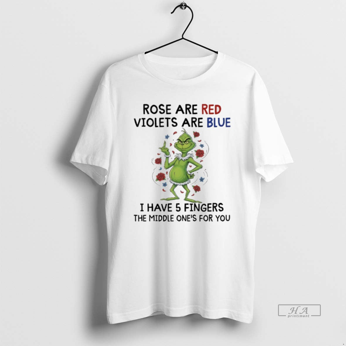 Trendy Grinch Christmas Rose Are Red Violets Blue I - Adult & Kids T-Shirts, Sweatshirts & Hoodies apparel design preview 1