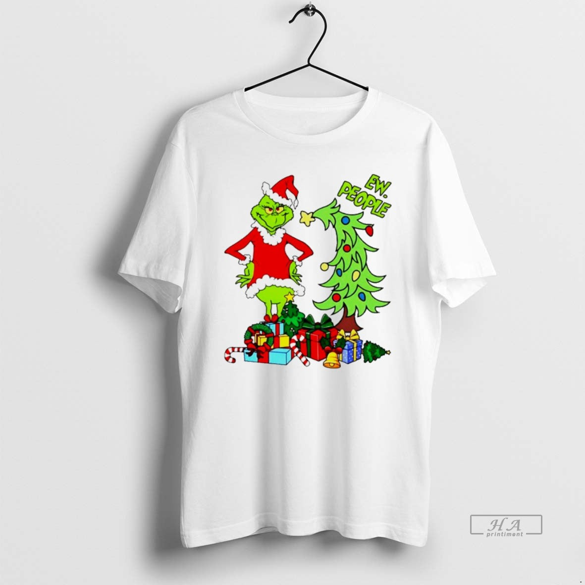 Trendy Grinch Santa And Pine Tree Merry Christmas - Adult & Kids T-Shirts, Sweatshirts & Hoodies apparel design preview 1