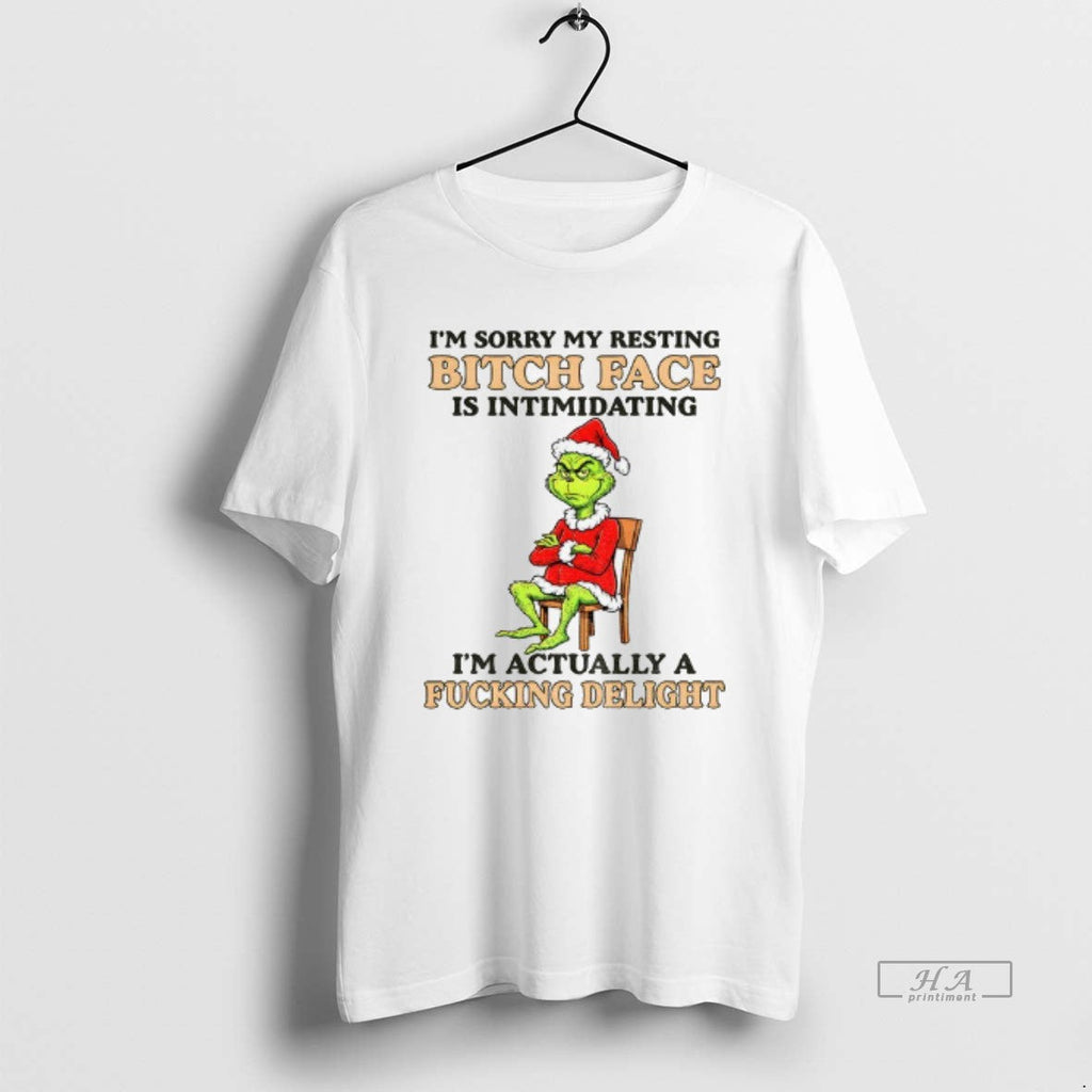 Trendy Grinch Santa Hat Im Sorry My Resting Bitch - Adult & Kids T-Shirts, Sweatshirts & Hoodies apparel design preview 1