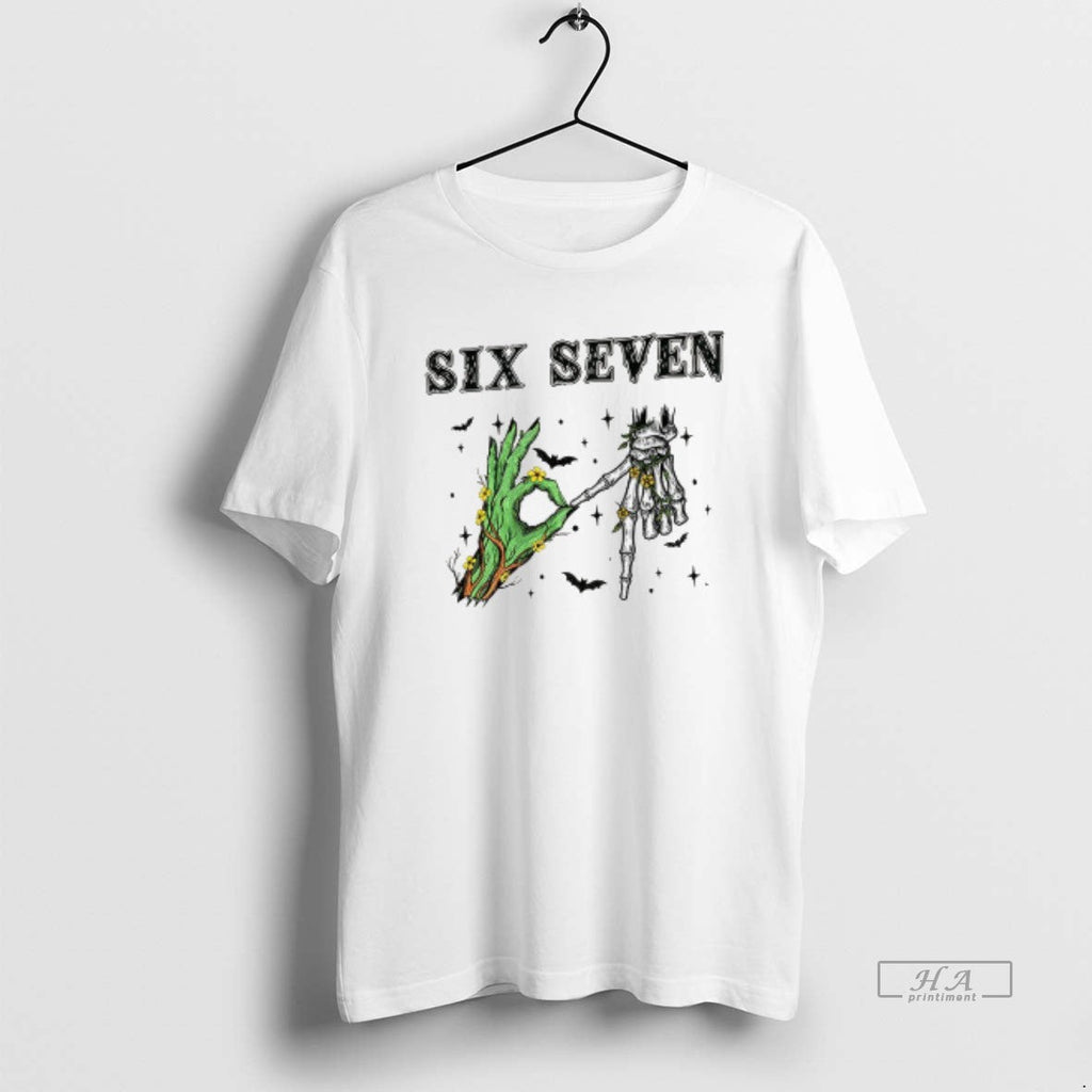 Trendy Grinch Skeleton Hand Six Seven Floral - Adult & Kids T-Shirts, Sweatshirts & Hoodies apparel design preview 1