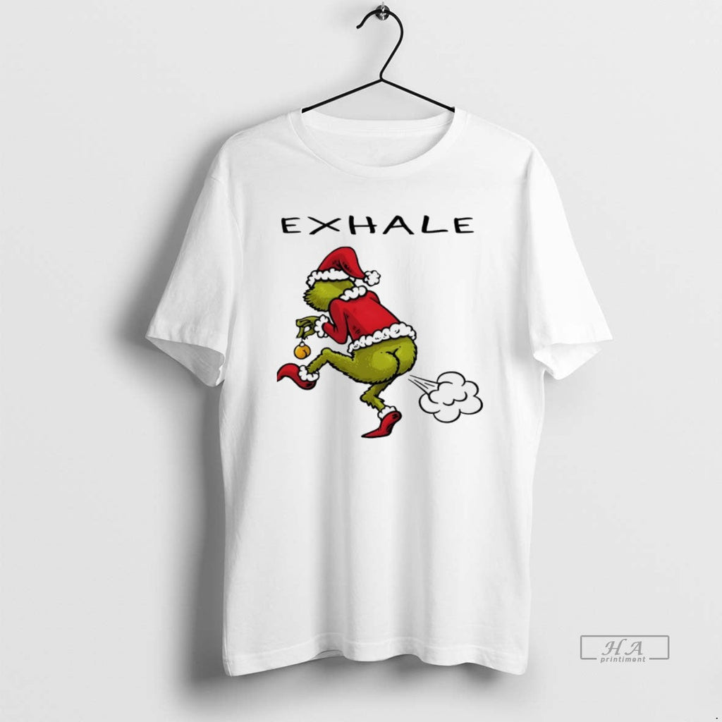 Trendy Grinch Exhale Christmas White - Adult & Kids T-Shirts, Sweatshirts & Hoodies apparel design preview 1