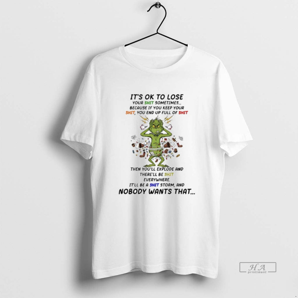 Trendy Grinch Its Ok To Lose Your Shit Sometimes - Adult & Kids T-Shirts, Sweatshirts & Hoodies apparel design preview 1