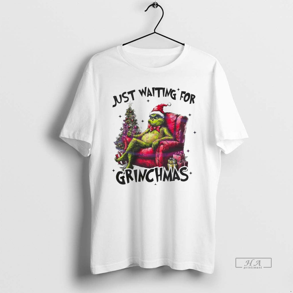 Trendy Grinch Just Waiting For Grinchmas Christmas - Adult & Kids T-Shirts, Sweatshirts & Hoodies apparel design preview 1