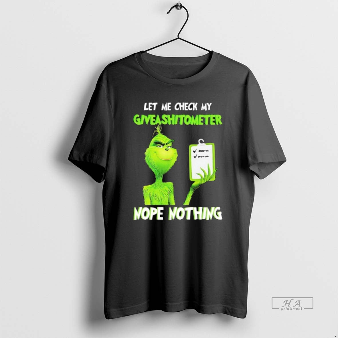 Trendy Grinch Let Me Check My Giveashitometer Nope - Adult & Kids T-Shirts, Sweatshirts & Hoodies apparel design preview 1
