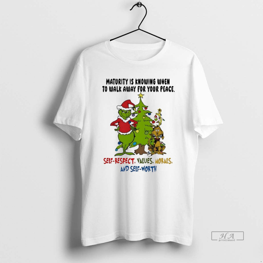 Trendy Grinch Maturity Is Knowing When To Walk Away - Adult & Kids T-Shirts, Sweatshirts & Hoodies apparel design preview 1
